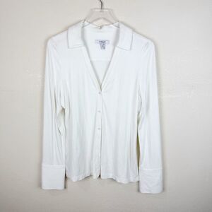 Derek Crosby 28 White Collared Blouse Button Down Long Sleeve XL